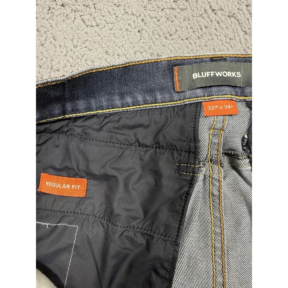 Bluffworks Denim Jeans Mens 32x33 Medium Wash Blue Regular Fit‎ Straight Leg